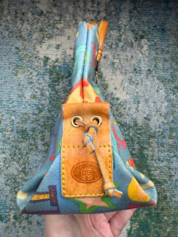 Vintage Y2K Dooney & Bourke blue Doodle graffiti hand bag - Image 6