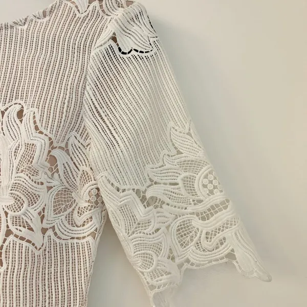 Lulus Sweet Messages White Embroidered Lace Half Sleeve Mini Dress Size S - Image 6