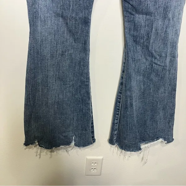 Kancan high‎ rise super flare jeans raw hem women’s size 30 trendy distressed - Image 7