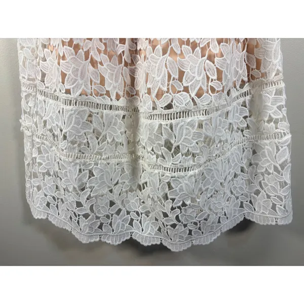 Just Me White Floral Lace Sweetheart Cocktail‎ Dress Nude Lining Small - Image 11