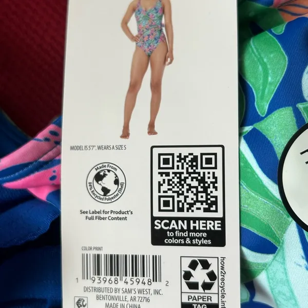 Members Mark Tropical Floral Onepiece Swimsuit Medium Beachy Pool Travel - Image 4