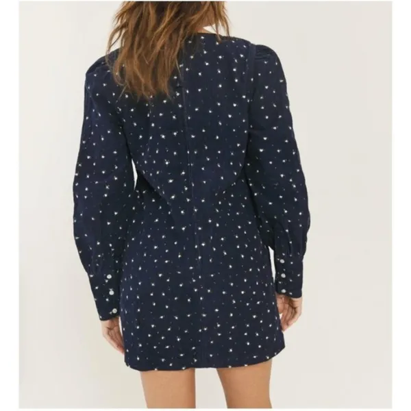 Something Navy Edie Corduroy Long Sleeve Mini Shift Dress Navy Blue Floral‎ XS - Image 3