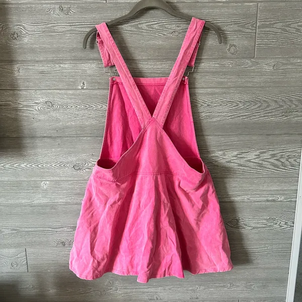 White Birch Pink Acid Wash Denim Overall Dress Mini Skirt Bib‎ Style S - Image 4