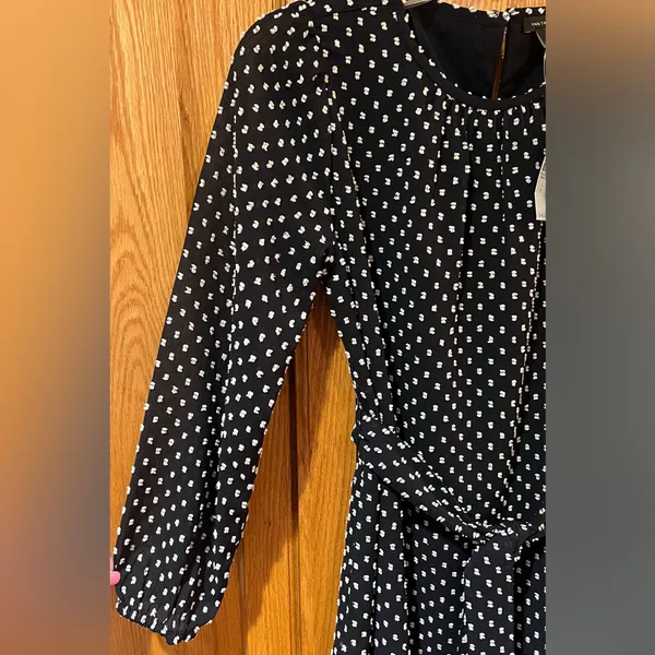 Ann Taylor‎ Clip Belted Mock Neck Shift Dress Night Sky Navy Blue Size 2 Petite - Image 11