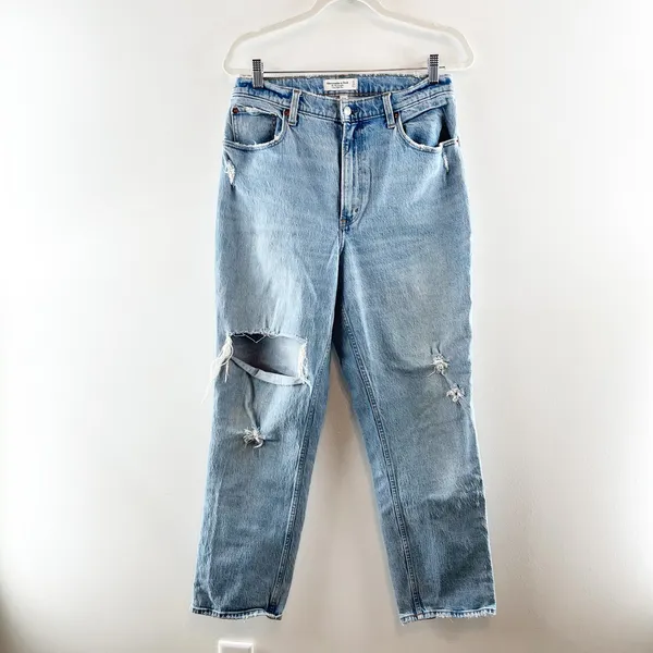 Abercrombie & Fitch 90's Straight Leg Ultra High Rise Curve Love Jeans Blue 12 - Image 2
