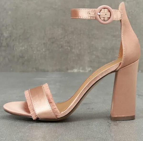 Lulus Blush Satin Ankle Strap Heels - Image 3