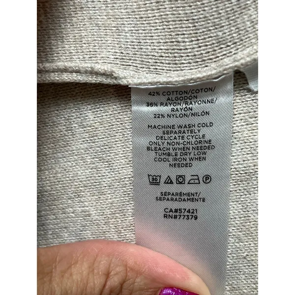 Ann Taylor Long Duster Jacket Small Cotton Blend Neutral Minimalist Lightweight - Image 6