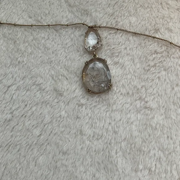 Two Layered Necklace with stones Silver - Image 2