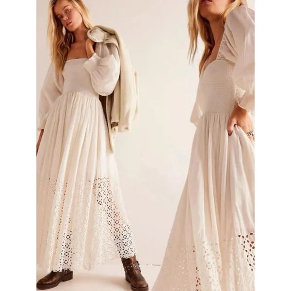 Free People Ethereal Dainty Perfect Storm Midi Dress Ivory Cream Large Cottage - Image 4