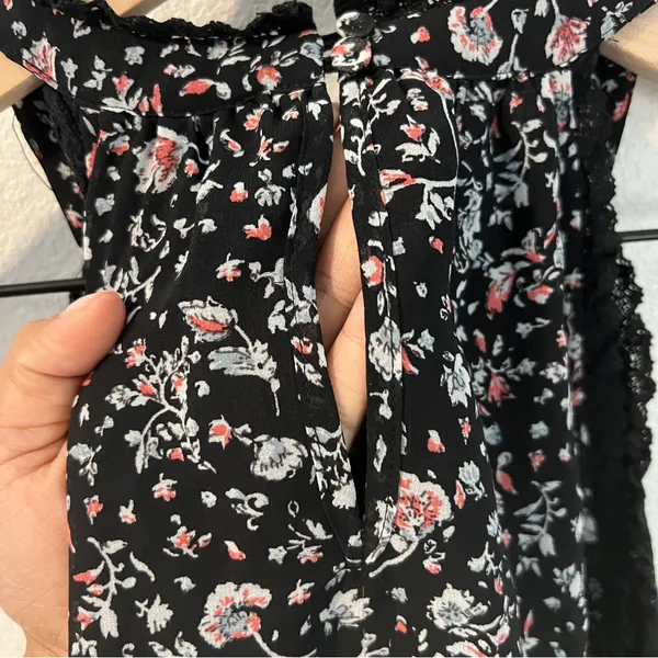 Anthropologie Maeve Lace Ruffle Trim Floral Sleeveless Halter‎ Neck Top Size XL - Image 11
