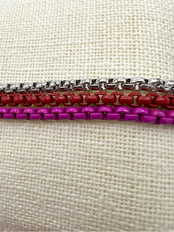 NWT On 34th 3 Piece Enamel Coated Link Bracelets Red - Image 3