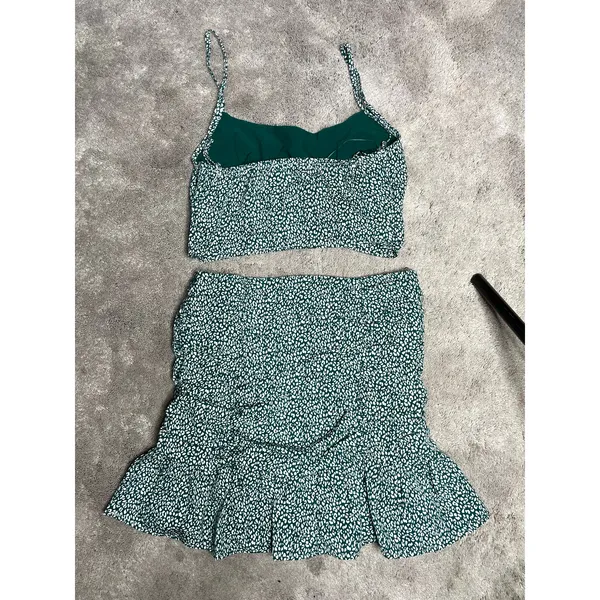 MABLE Matching Mini Skirt Set Green Womens Size Small - Image 5