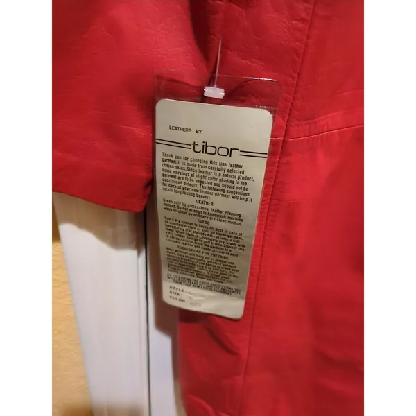 Tibor Womens Leather Coat Jacket Trench 80s Medium Red Long Vintage Korea - Image 13