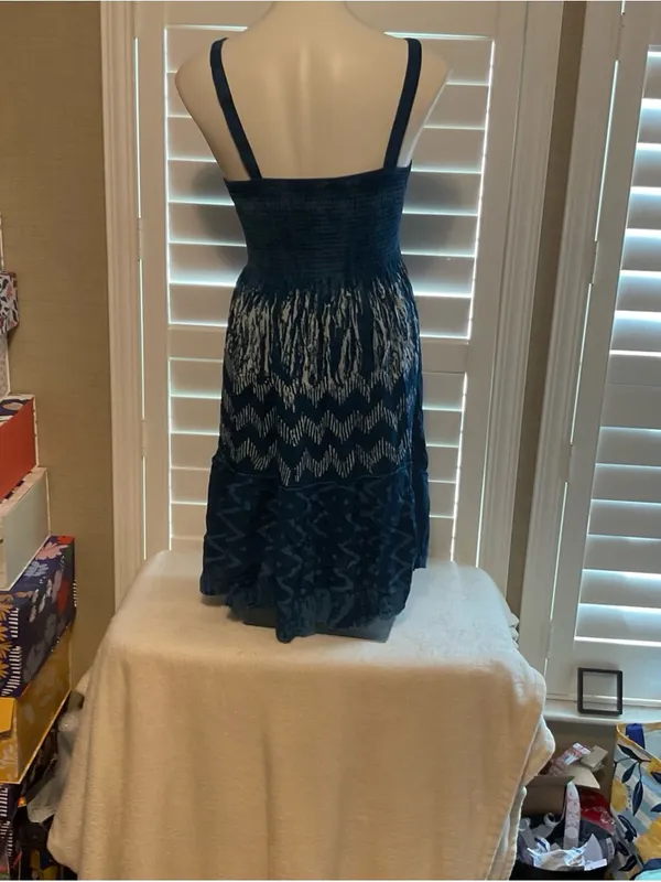 India Boutique Navy Smocked Midi Dress - Image 4