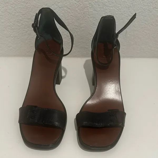 Tory Burch Gabrielle Ankle Strap Block Heel Sandal Black Leather Size 7.5 - Image 2