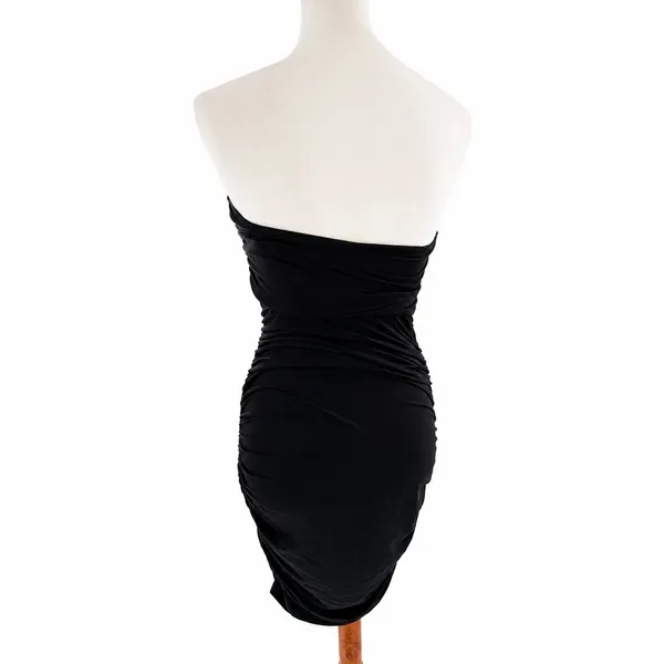 SheIn NWT Women’s Black Strapless Ruched Bodycon Mini Dress Size Small - Image 2