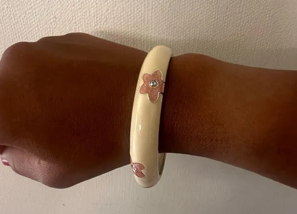 Bracelet ivory , pink flowers romantic, cottage feminine,prairie,victorian - Image 5