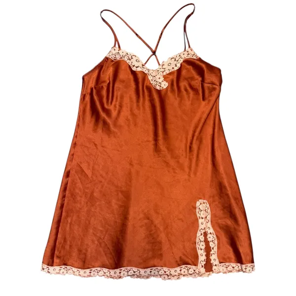 Victoria's Secret Vintage Satin Lace Nighty Slip Dress Large SEE MEASUREMENTS - Image 4