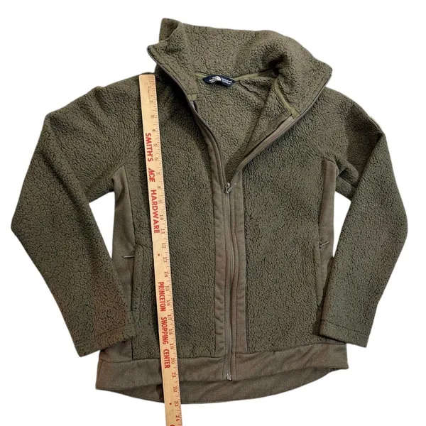 The North Face Fleece Jacket Full Zip Sherpa Olive Green Athletic High Neck - Image 4