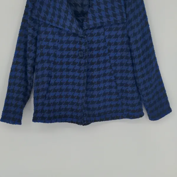 Lulu B Women's Blue Black Houndstooth Jacket Size Small Long Sleeve Button Front - Image 3