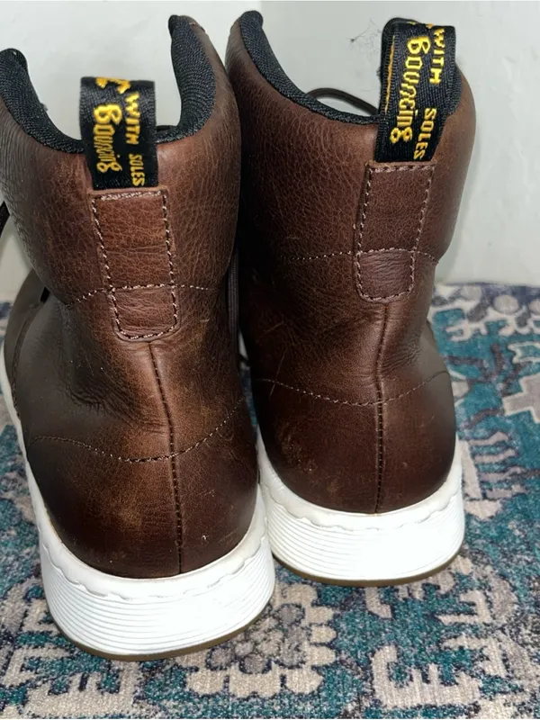 Dr. Martens Rigal Boots women Size 9 Brown Leather Lace Up White Sole - Image 5