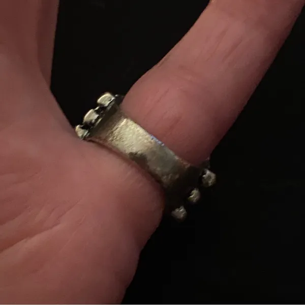 Womens Vintage Ring Size 6 Faux Turquoise Stone On Silver Ornate Rectangle - Image 6