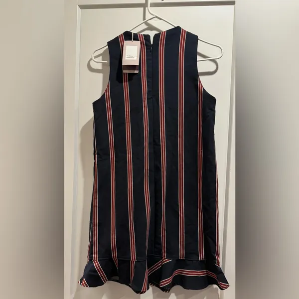 Zara Trafaluc Navy and Red Striped Mini Dress‎ Size Small - Image 5