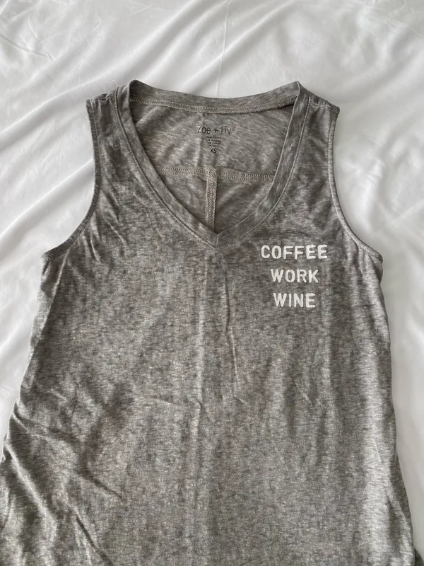 Light Grey Coffee, Work, Wine Tank Top - Image 2