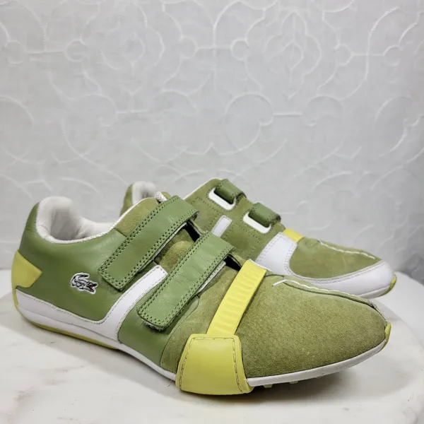 Lacoste Womens Vito Driving Shoe 9 Green White Leather Suede Hook & Loop Sneaker - Image 4