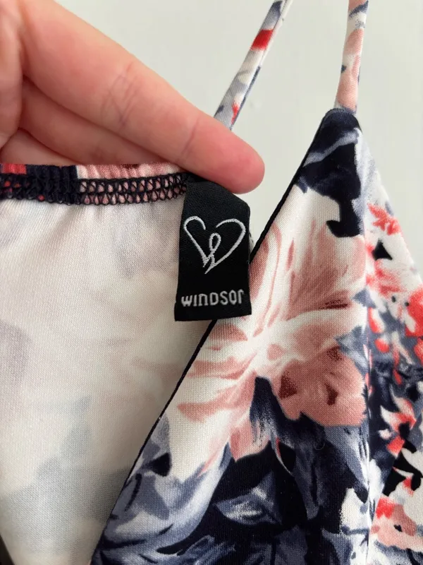 Windsor Navy and Pink Floral Spaghetti Strap Dress - Image 2