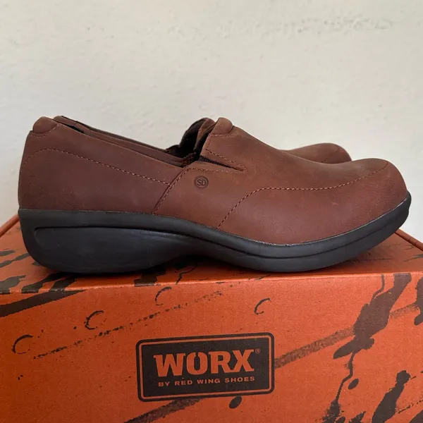 Red Wing Worx 6102 Brown Leather Occupational‎ Loafers Slip On Comfort size 5 - Image 3