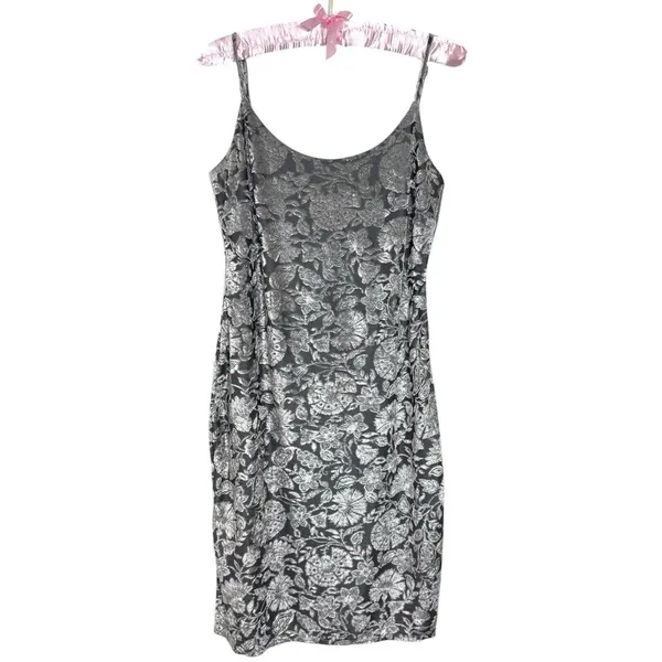 NWOT Y2K Bebe Slip Dress S Velvet Burnout‎ Silver Lined Fairy Grunge Whimsigoth - Image 3