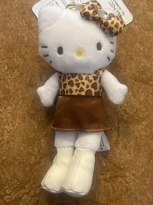 Sanrio Hello Kitty Long Legged Style Leopard Plush Keychain Bag Charm - Image 3
