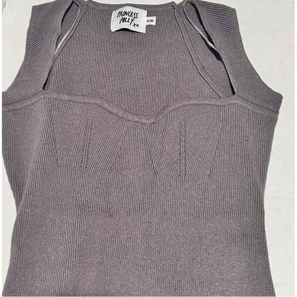 Princess Polly Mini Dress Women S/M Grey Excellent Ribbed Knit Sweetheart Corset - Image 7