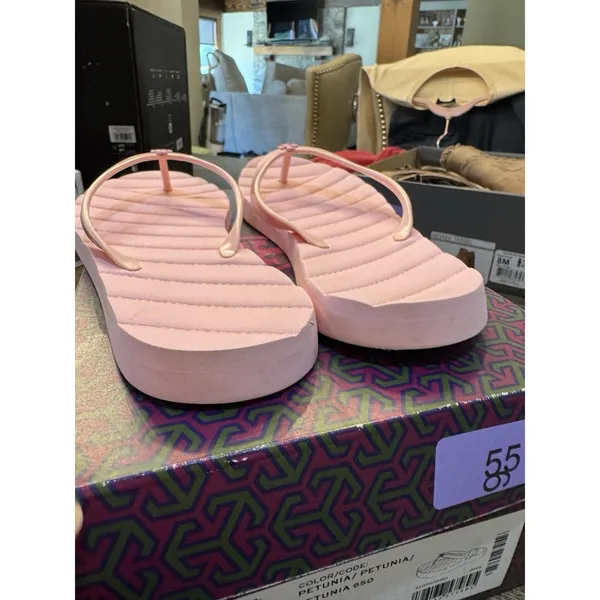 Tory Burch KIRA Flip Flops Petunia‎ Size 11 Store Display Pink - Image 4