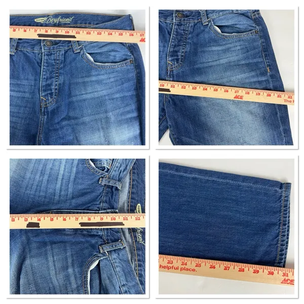 Old Navy Womens Boyfriend Button Fly Jeans Distressed Mid Rise Medium Wash Sz 4‎ - Image 7