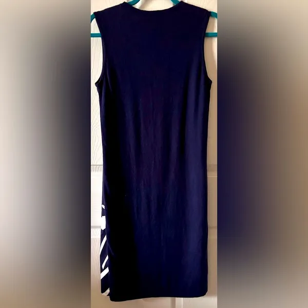 Lauren Ralph Lauren Women's Navy/White Mixed Media Shift‎ Sweater Dress Size S - Image 11