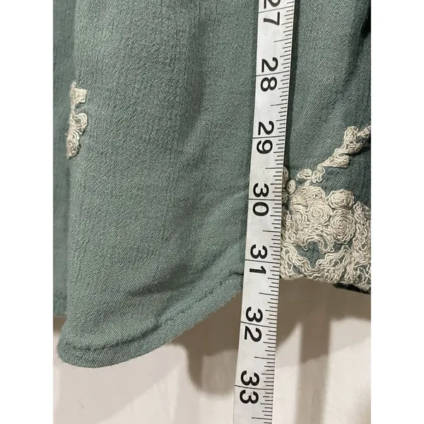 Free People Emma Austin Embroidered Long Sleeve Tunic Dress M Green Boho Peasant - Image 8