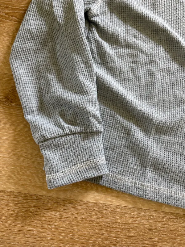 Waffle Knit Grey Long Sleeve Top Gray - Image 4