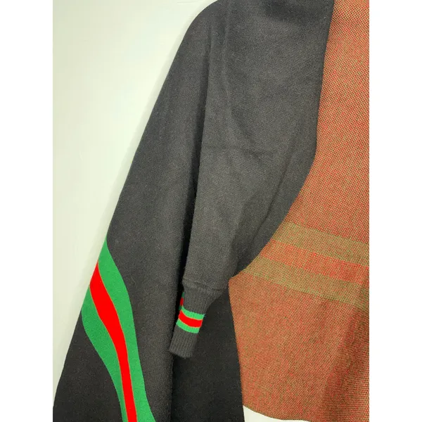 Source Unknown Fringe Shawl Red Green Stripes Black One Size Fall Stylish Wrap - Image 3