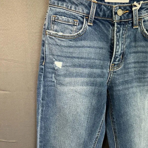 Vervet Melissa mid rise jeans raw hem size 25 straight leg Mixology - Image 6