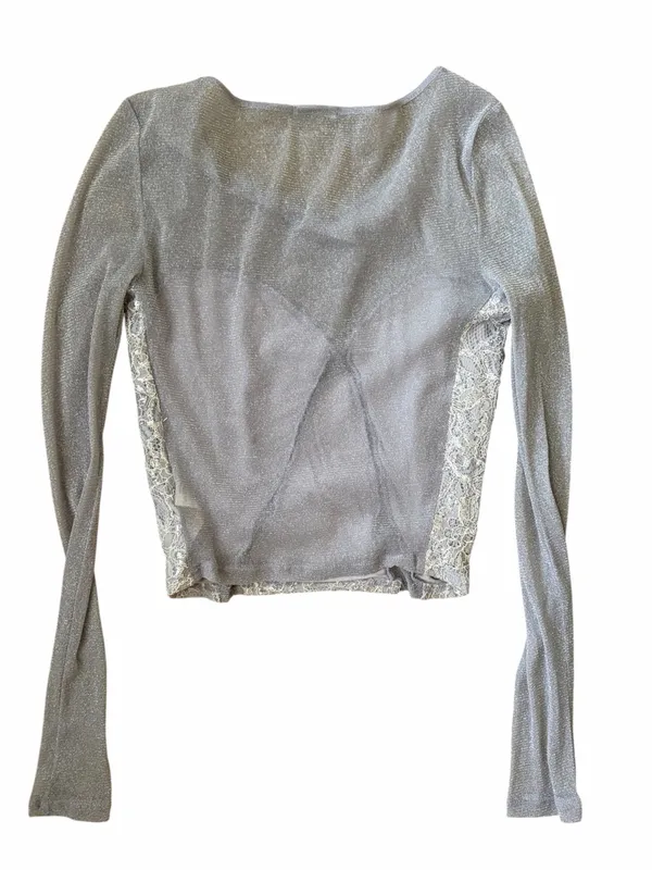 Urban outfitters Kimchi Blue metallic sheer mesh faux corset top small - Image 3