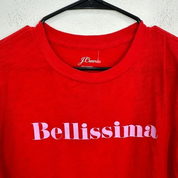 J‎ Crew Bellissima Beautiful Red Pink Cotton Lightweight 100% Cotton T Shirt - Image 3