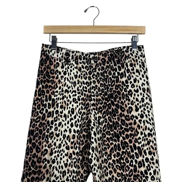 Motel Zoven Flare Pants Tan Brown Leopard Print Indie Sleaze High Rise Size S - Image 3