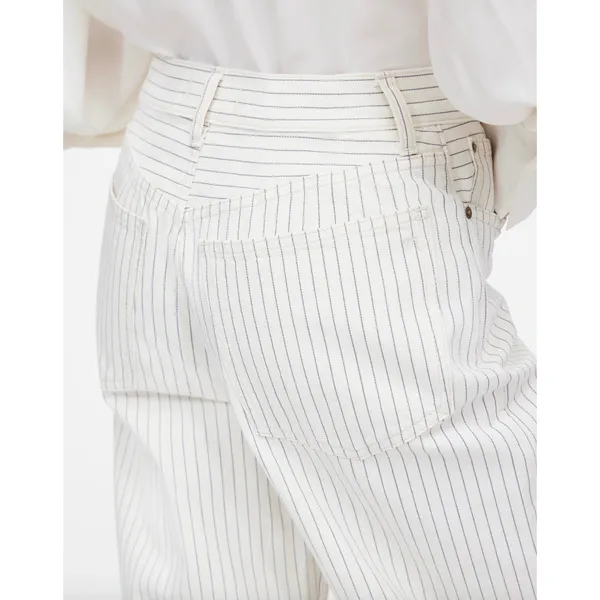Madewell Low Slung Baggy Jeans Grey Railroad Stripe White Cream Rigid US 30 NWT - Image 5