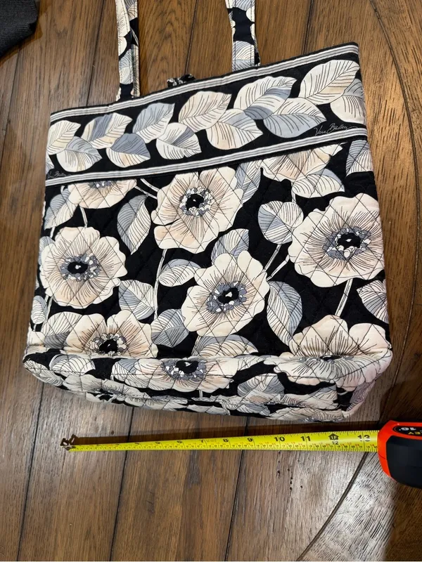 Vera Bradley Black & Cream Floral Quilted Tote​ - Image 4