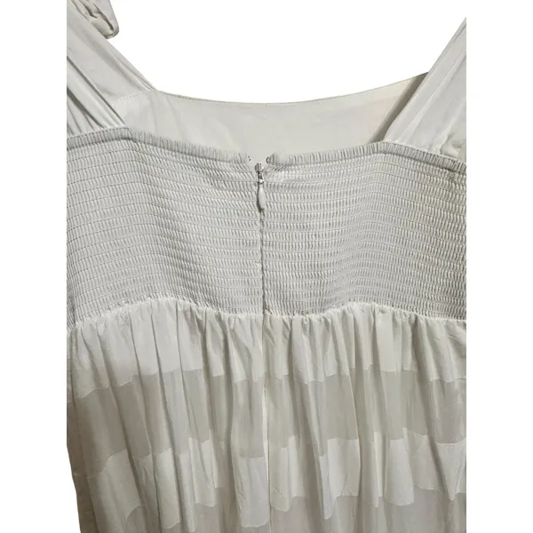 Zimmermann Women's Rosa striped midi Dress size‎ 3 tie shoulder cream cotton - Image 8