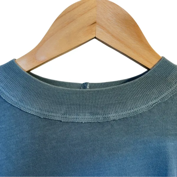 WE THE FREE Blue Distressed Washed Cotton Long Sleeve Tee T-Shirt Top - Sz Small - Image 3