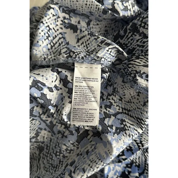 Chico's Blue Veil Snake Print Smocked Puff Sleeve Midi Dress W/ Pockets Size 0 - Image 14
