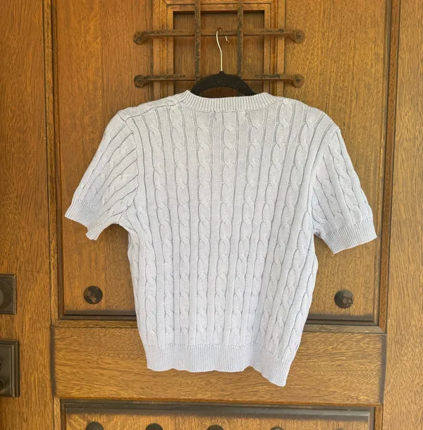 Lauren Ralph Lauren Baby Blue Cable-Knit Crewneck Sweater Size Mcß - Image 5